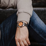 Seiko 5 Sports Orange Dial Silver Stainless Steel Strap Men Watch SRPK35K1P