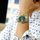 Seiko Presage Green Dial Silver Stainless Steel Strap Men Watch SSA441J1P