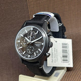Seiko Chronograph Black Dial And Leather Strap Men Watch SSB421P1P