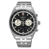 Seiko Chronograph Black Dial Silver Stainless Steel Strap Men Watch SSB429P1