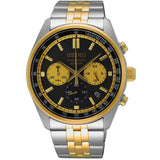 Seiko Chronograph Black Dial Silver Stainless Steel Strap Men Watch SSB430P1