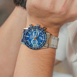 Seiko Chronograph Silver Stainless Steel Strap Men Watch SSB445P1P