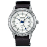 Seiko Presage GMT White Dial Brown Leather Strap Men Watch SSK015J1