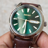 Seiko Classic Green Dial Brown Leather Strap Men Watch SUR449P1P