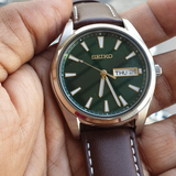 Seiko Classic Green Dial Brown Leather Strap Men Watch SUR449P1P