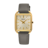 Seiko Conceptual Gray Leather Strap Women's Watch - Square Case | SWR090P1