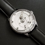 Mandetbrote Mechanical Exception Leather Strap Men's Watch - Orbital | Silver