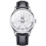 Mandetbrote Mechanical Exception Leather Strap Men's Watch - Orbital | Silver
