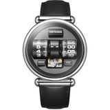 Vortichron Automatic Calfskin Leather Strap Men's Watch - Double Roller | Steel Black