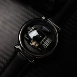 Vortichron Automatic Calfskin Leather Strap Men's Watch - Double Roller | Steel Black