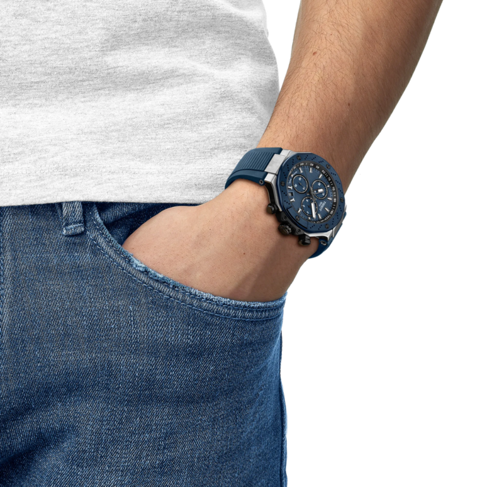 Tissot T- Race Blue Synthetic Strap Men's Watch - Tachymeter | T1414172704100