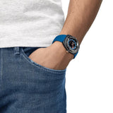 Tissot Powermatic 80 Black Dial Blue Rubber Strap Men Watch T1454079705701