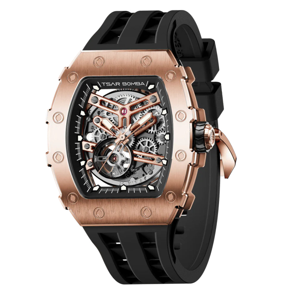 Tsar Bomba Automatic Black Silicone Strap Men's Watch TB8208A-46 (14.5mm) Thickness