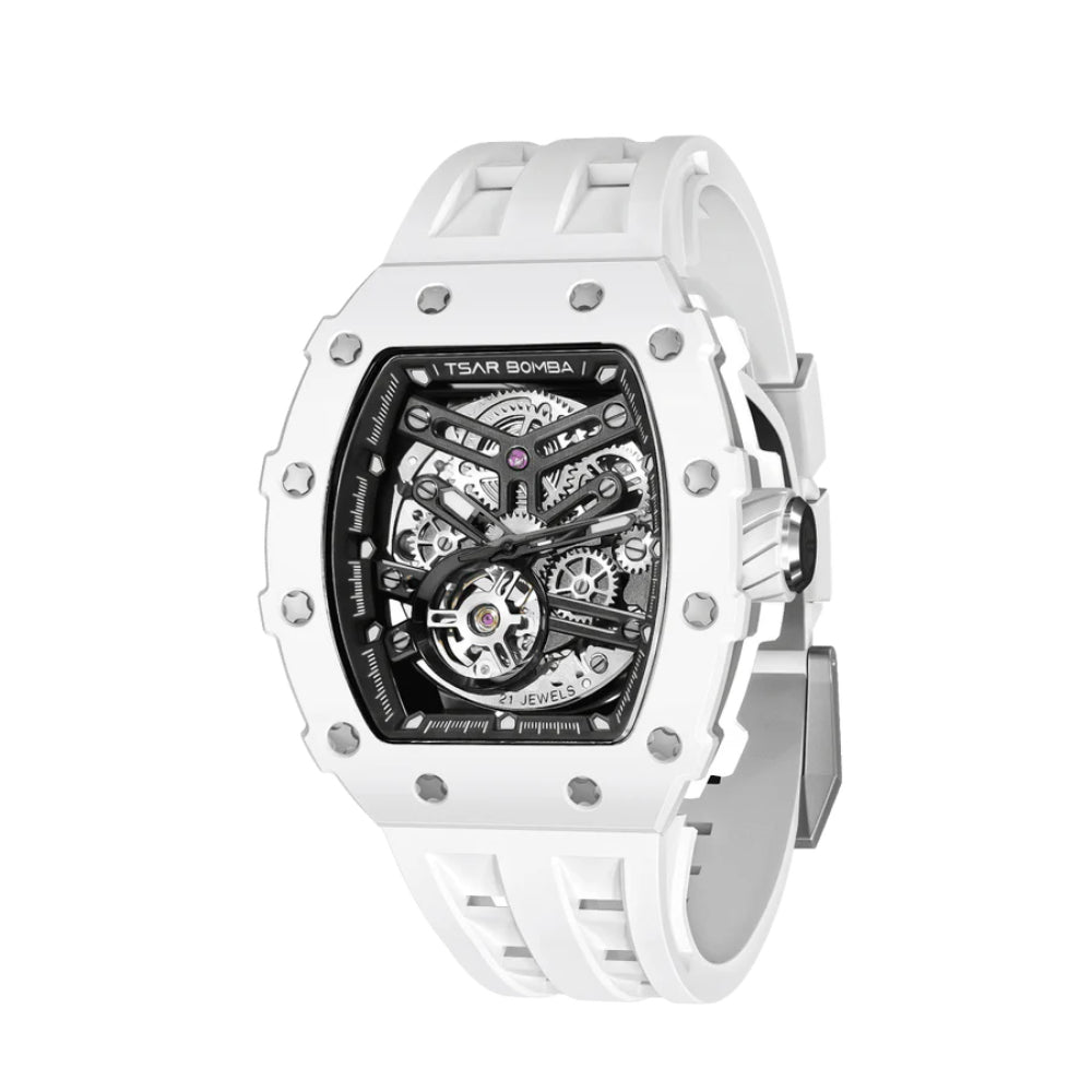 Tsar Bomba Automatic White FKM Rubber Strap Men's Watch TB8208C-07