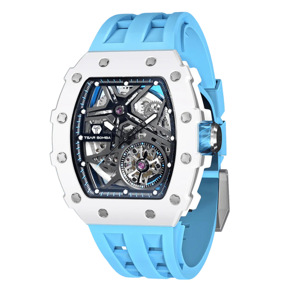 Tsar Bomba Automatic Light Blue FKM Rubber Strap Men's Watch TB8209C-04