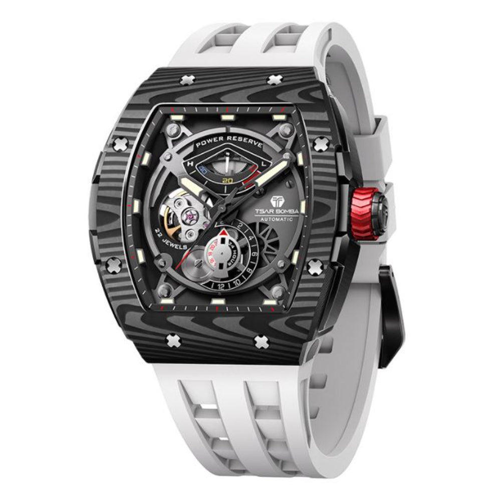 Tsar Bomba Automatic White FKM Rubber Strap Men's Watch TB8210CFⅡ-02