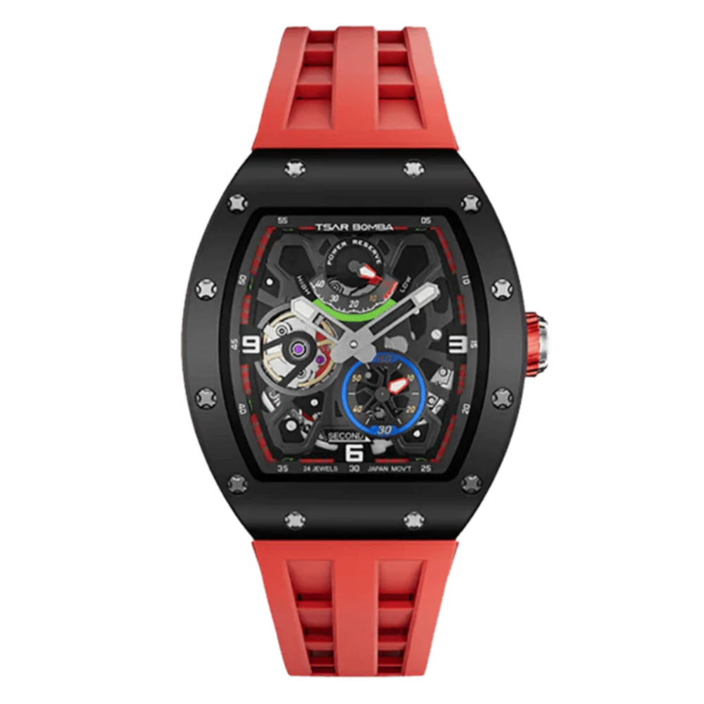 Tsar Bomba Automatic Red FKM Rubber Strap Men's Watch TB8212C-03