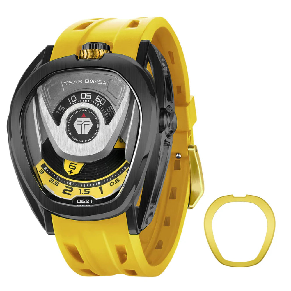 Tsar Bomba Automatic Yellow FKM Rubber Strap Men's Watch TB8213A(1+1)-05