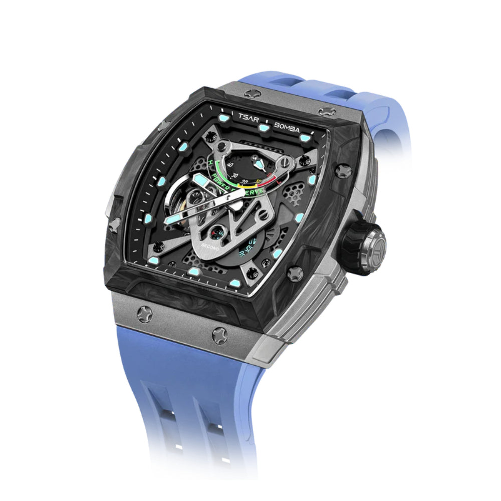 Tsar Bomba Automatic Light Blue FKM Rubber Strap Men's Watch TB8216TF-03