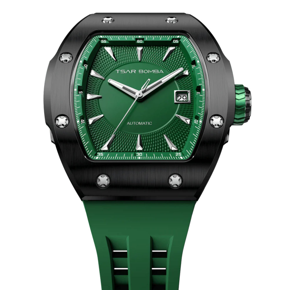Tsar Bomba Atomic Collection Green FKM Rubber Strap Men's Watch TB8218E(1+1)-02