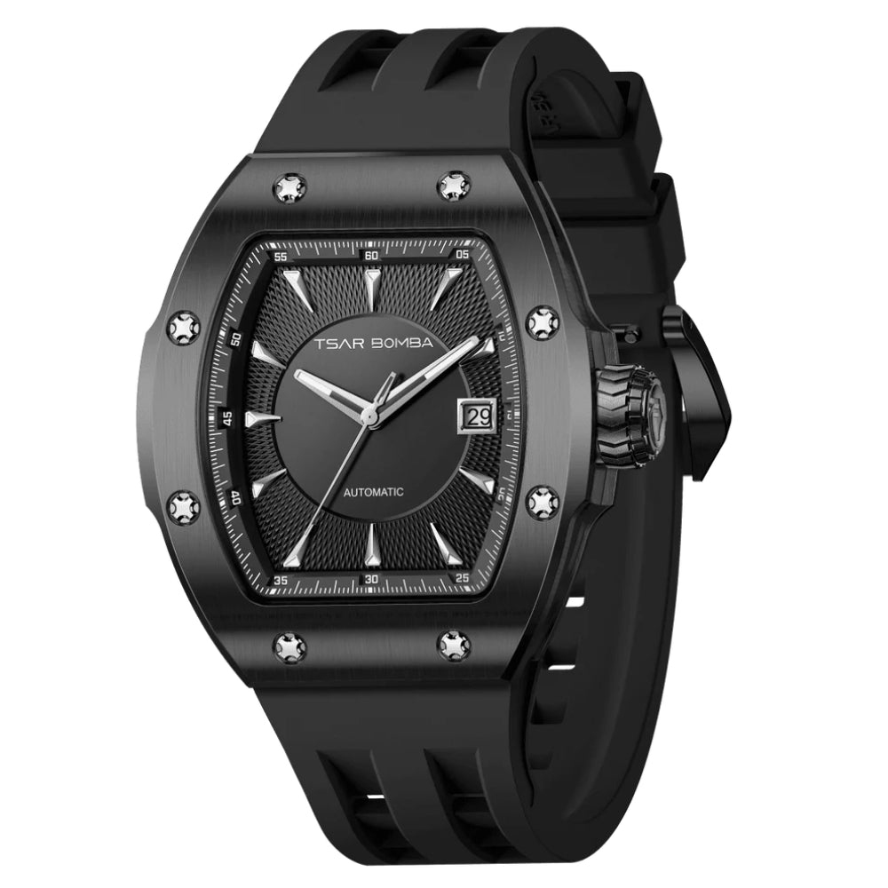 Tsar Bomba Atomic Collection Black FKM Rubber Strap Men's Watch TB8218E(1+1)-03