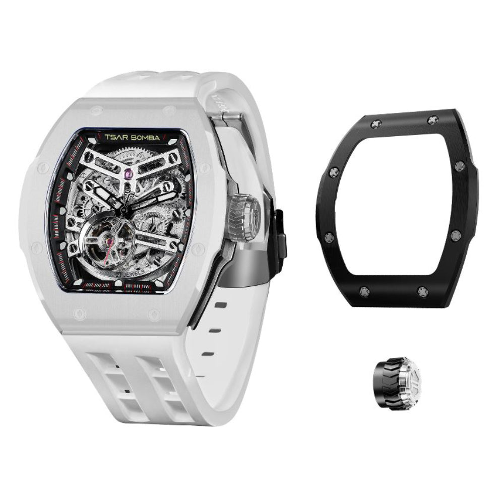 Tsar Bomba Atomic Collection FKM Rubber Strap Men's Watch TB8218(1+1)C-01WH