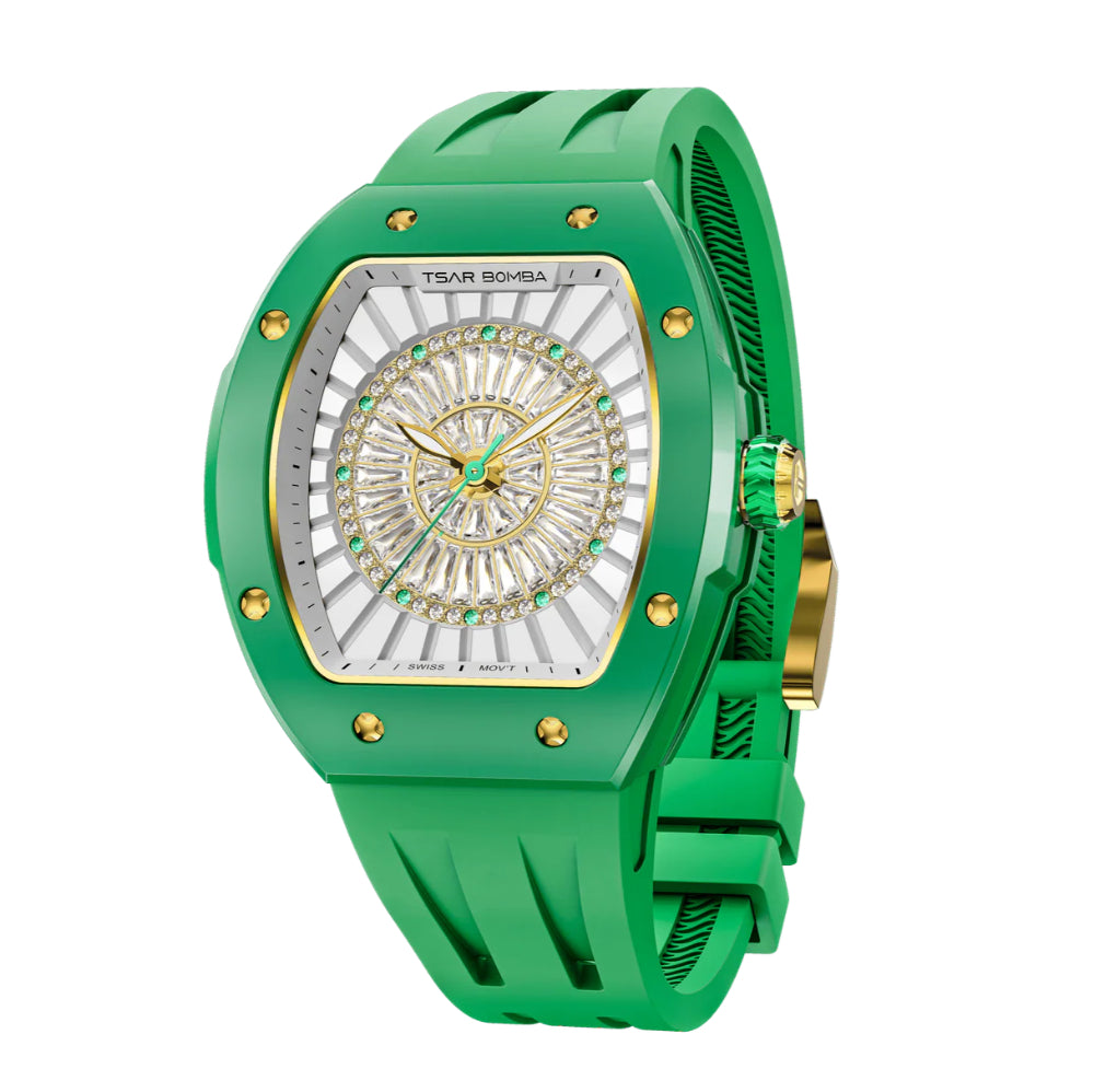 Tsar Bomba Nucleus Femme Green FKM Rubber Strap Women's Watch TB8220L-03