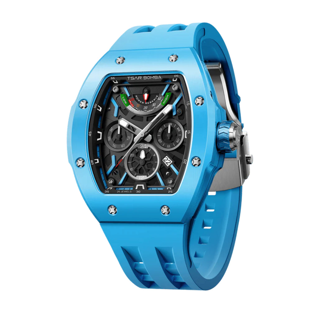 Tsar Bomba Atomic Lake Blue FKM Rubber Strap Men's Watch TB8222C-02