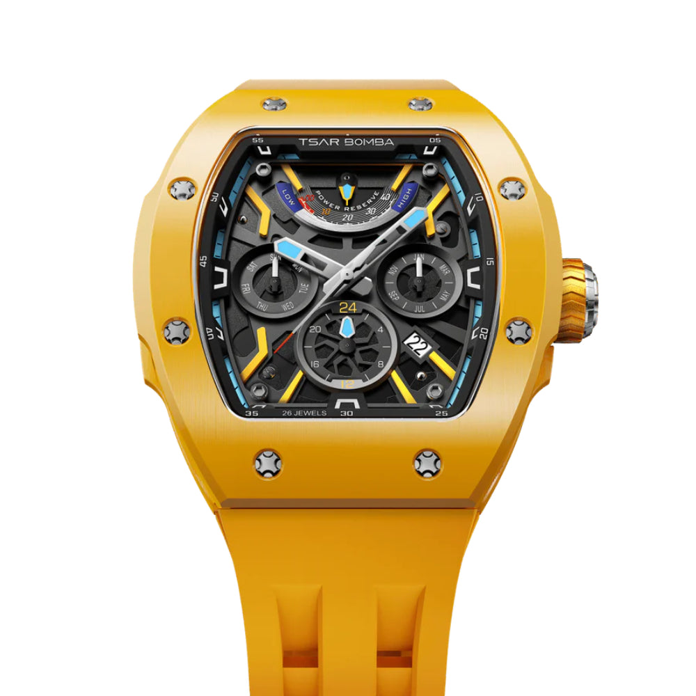 Tsar Bomba Atomic Yellow FKM Rubber Strap Men's Watch TB8222C-03