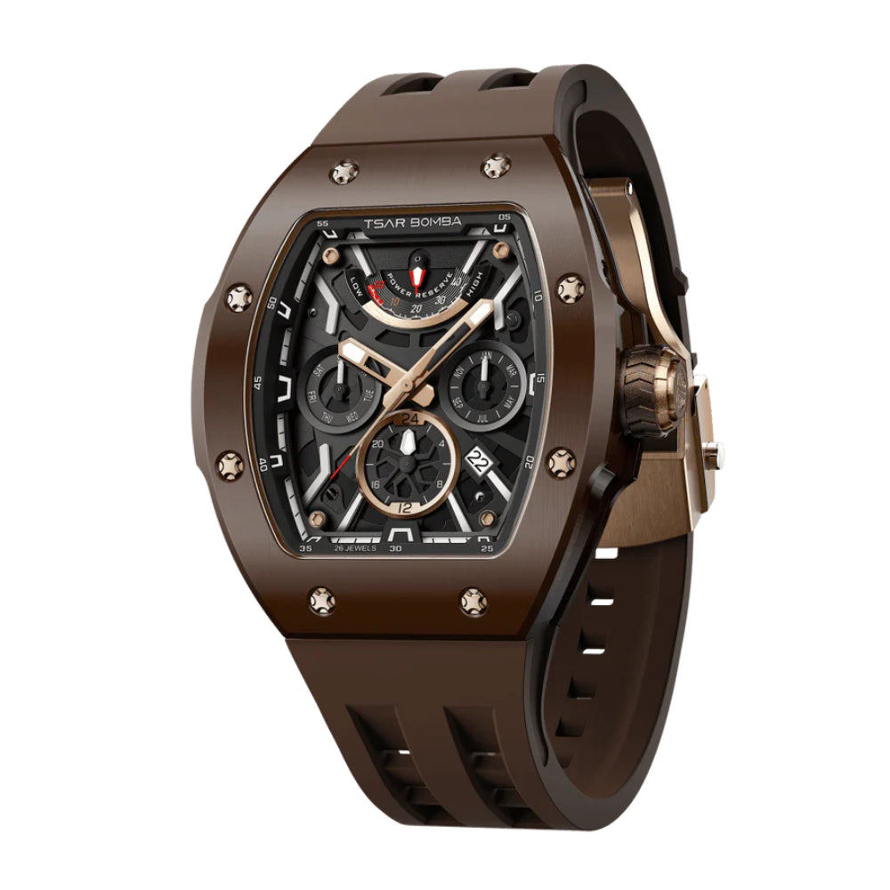 Tsar Bomba Atomic Brown FKM Rubber Strap Men's Watch TB8222C-05