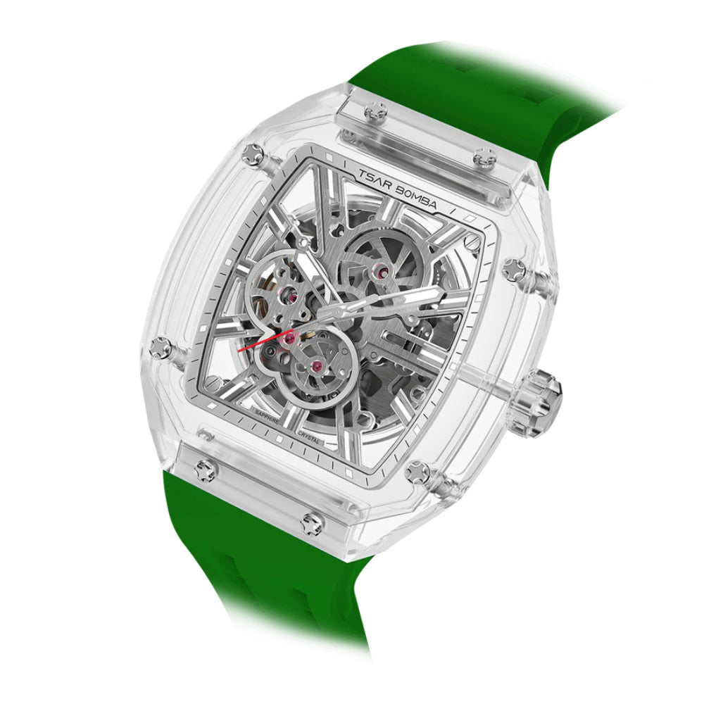Tsar Bomba Light Matter Green FKM Rubber Strap Men's Watch TB8223(1+1)-08
