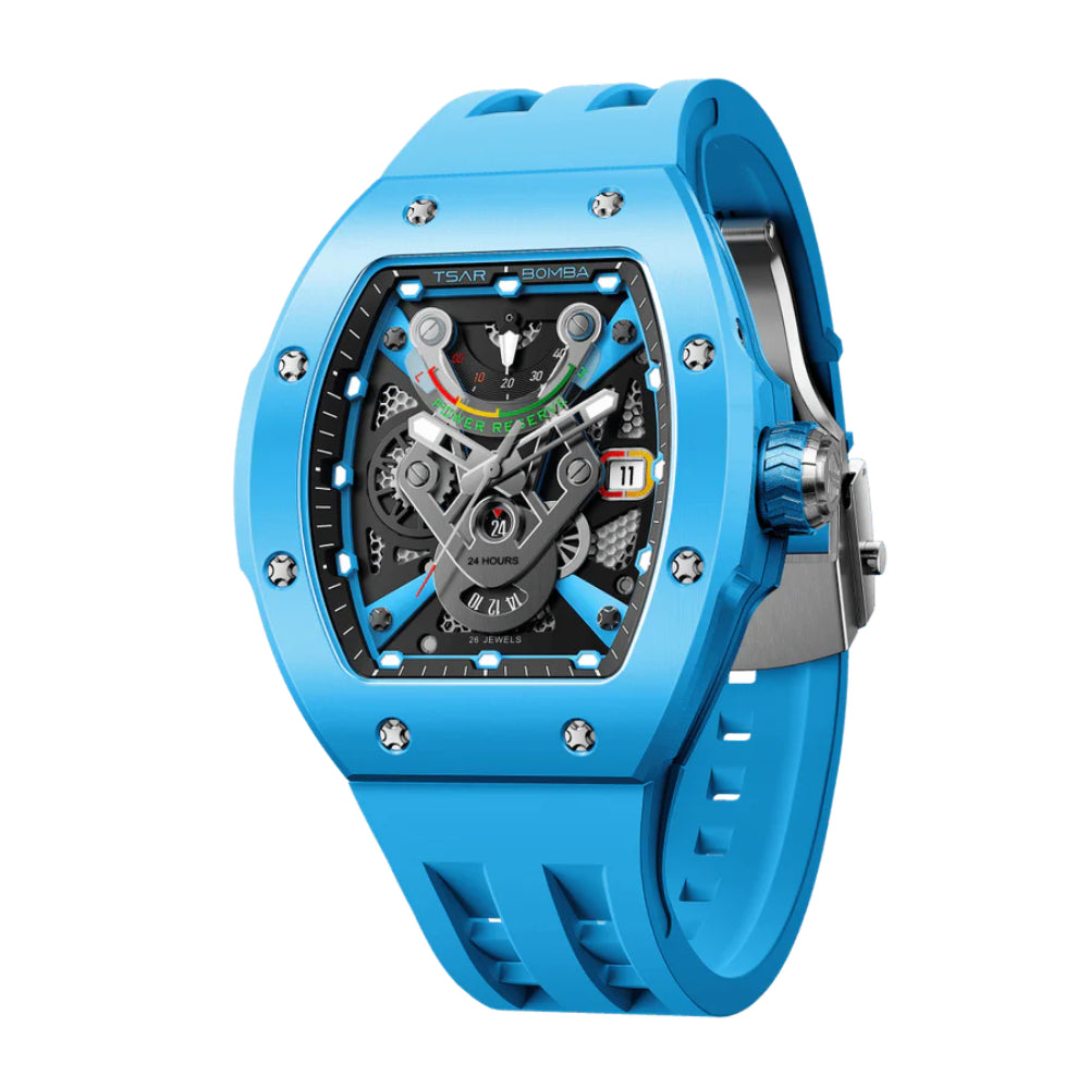 Tsar Bomba Atomic Light Blue FKM Rubber Strap Men's Watch TB8226C(1+1)-02
