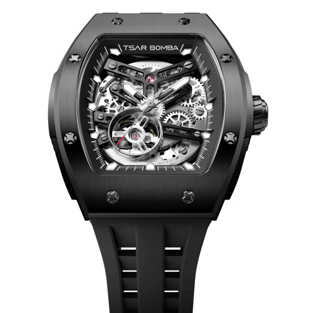 Tsar Bomba Elemental Black Tech Fluororubber Strap Men's Watch TB8228A-03