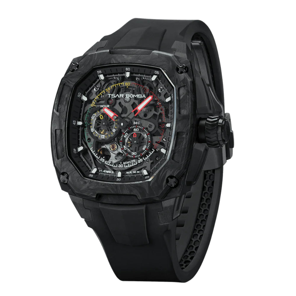 Tsar Bomba Dark Matter Series Black FKM Rubber Strap Men's Watch TB8601-01