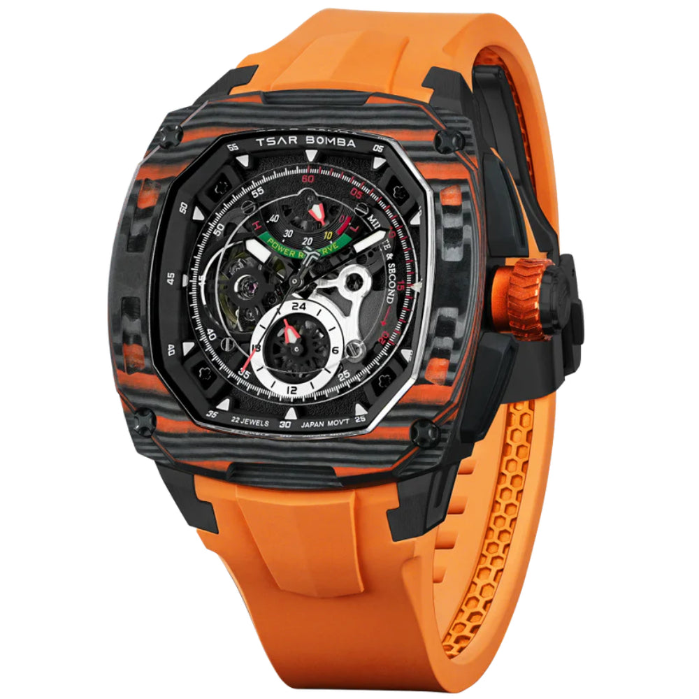 Tsar Bomba Dark Matter Series Orange FKM Rubber Strap Men's Watch TB8602-02