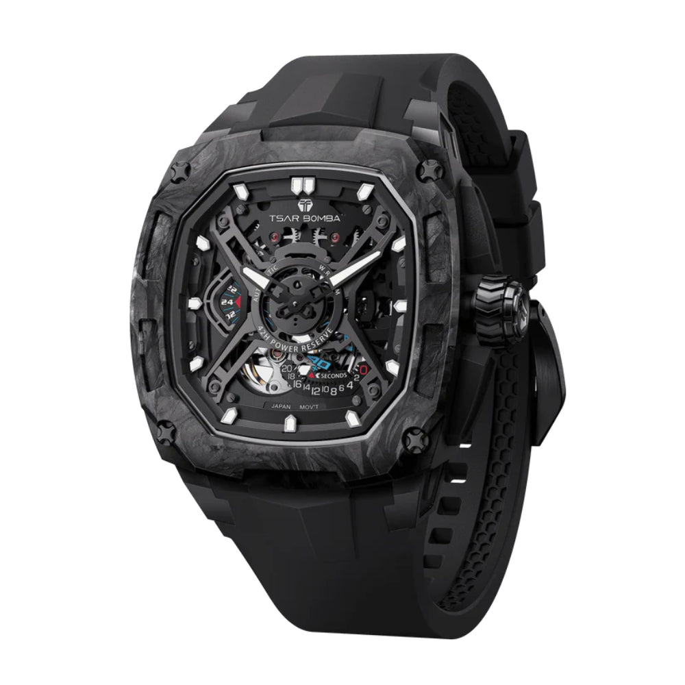 Tsar Bomba Dark Matter Series Black FKM Rubber Strap Men's Watch TB8605-04