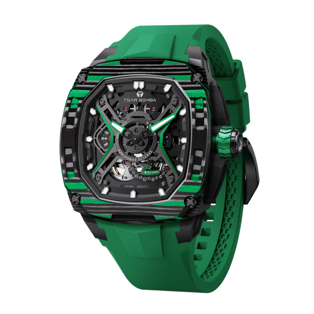 Tsar Bomba Dark Matter Series Green FKM Rubber Strap Men's Watch TB8605-05
