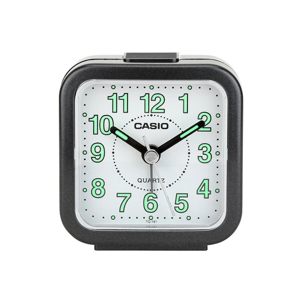 Casio Clock White Dial Black Case Alarm Clock TQ-141-1DUDF-P