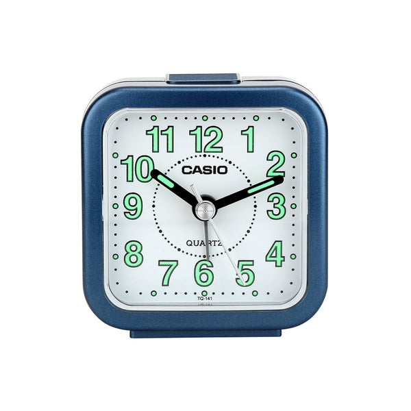 Casio Clock White Dial Blue Case Alarm Clock TQ-141-2DUDF-P