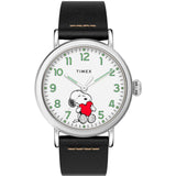 Timex Standard Peanuts Black Leather Strap Unisex Watch TW2U72200