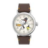 Timex Standard Peanuts Brown Leather Strap Unisex Watch TW2V60100