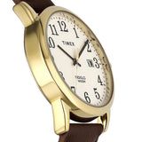 Timex Indiglo White Dial Brown Leather Strap Unisex Watch TW2V68900