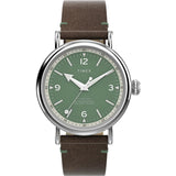 Timex Standard Green Dial Brown Leather Strap Unisex Watch TW2V71200