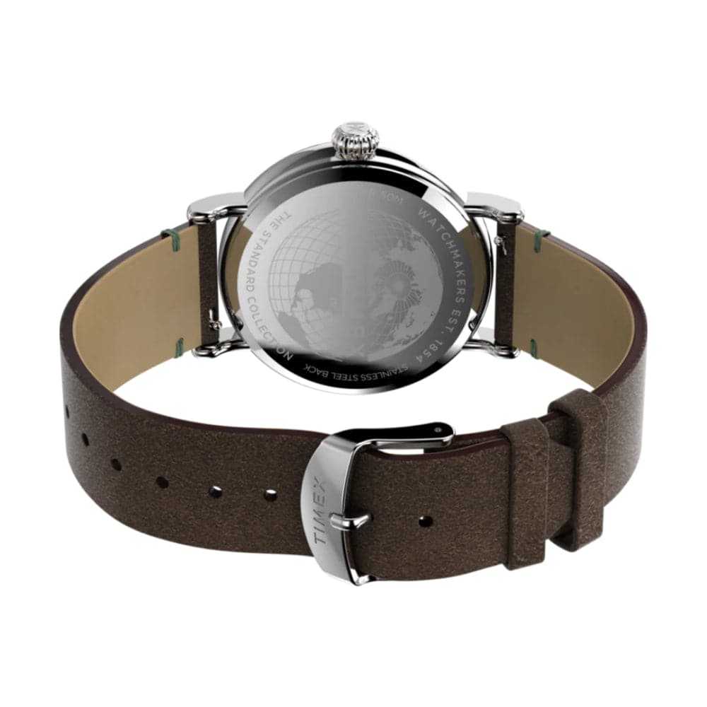 Timex Standard Green Dial Brown Leather Strap Unisex Watch TW2V71200