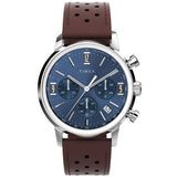 Timex Marlin Chronograph Blue Dial Leather Strap Men's Watch