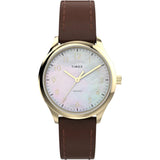 Timex Indiglo Easy Reader Brown Leather Strap Women Watch TW2W15700