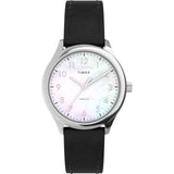 Timex Indiglo White Dial Black Leather Strap Women Watch TW2W15900