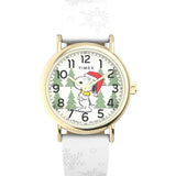 Timex Weekender Peanuts White Leather Strap Unisex Watch TW2W24100