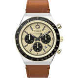 Timex Q Chronograph Brown Leather Strap Men's Watch TW2W64400