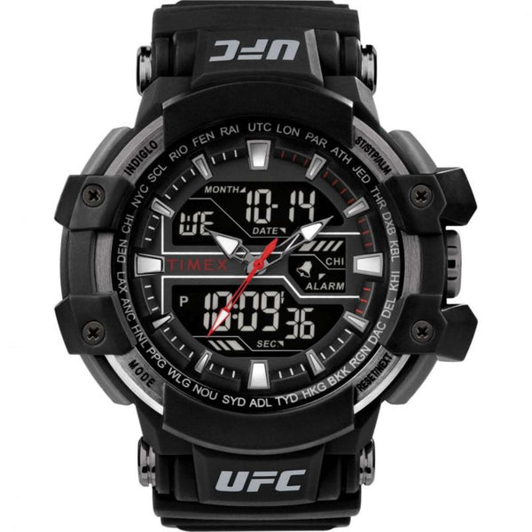 Timex UFC Strength Digital-Analogue Black Dial Resin Strap Men Watch TW5M51800